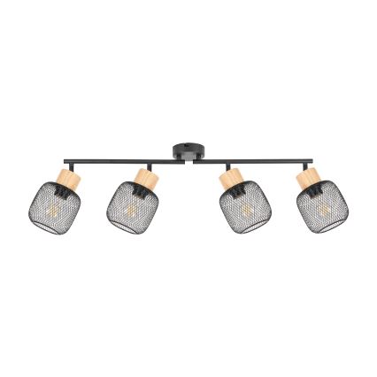 Brilagi - Loftspot BASKLITE 4xE27/15W/230V træ/sort