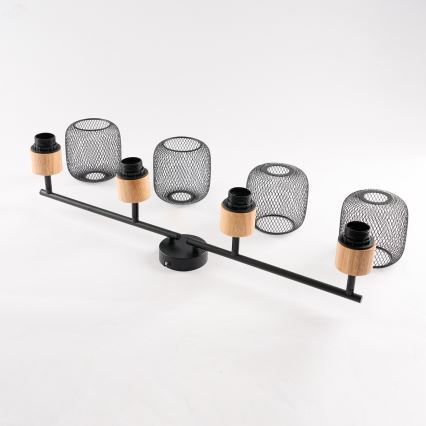 Brilagi - Loftspot BASKLITE 4xE27/15W/230V træ/sort