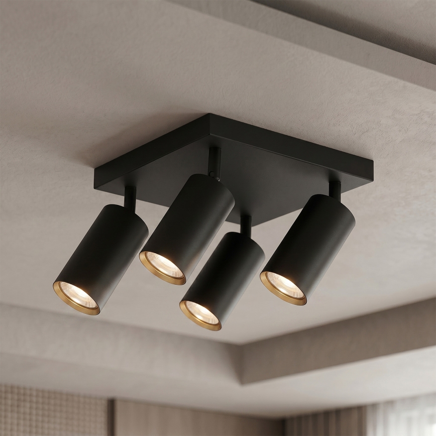 Brilagi - Loftspot SELE SQUARE 4xGU10/30W/230V sort/guld