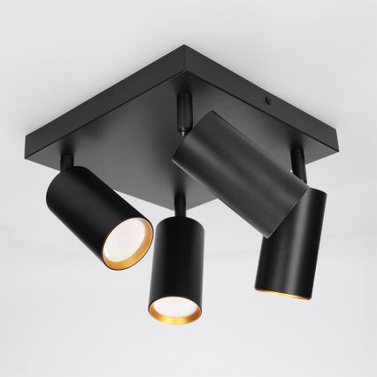 Brilagi - Loftspot SELE SQUARE 4xGU10/30W/230V sort/guld