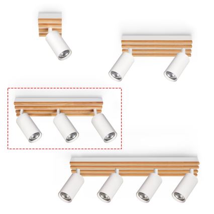 Brilagi - Loftspot SELE WOOD 3xGU10/30W/230V hvid/træ