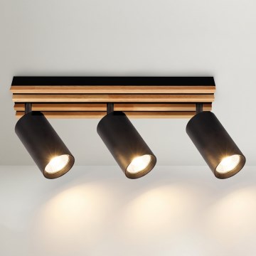 Brilagi - Loftspot SELE WOOD 3xGU10/30W/230V sort/træ