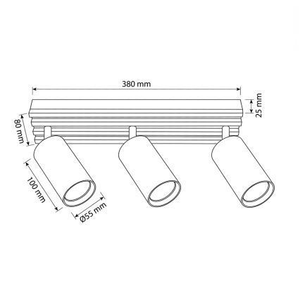 Brilagi - Loftspot SELE WOOD 3xGU10/30W/230V sort/træ