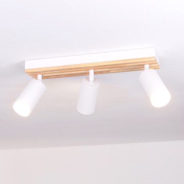 Brilagi - Loftspot SELE WOOD ACOUSTIC 3xGU10/30W/230V hvid/træ