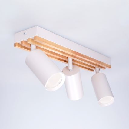 Brilagi - Loftspot SELE WOOD ACOUSTIC 3xGU10/30W/230V hvid/træ