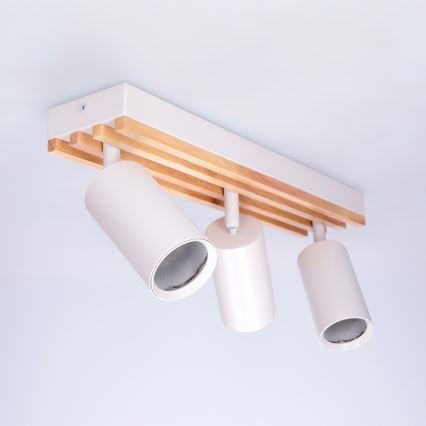 Brilagi - Loftspot SELE WOOD ACOUSTIC 3xGU10/30W/230V hvid/træ