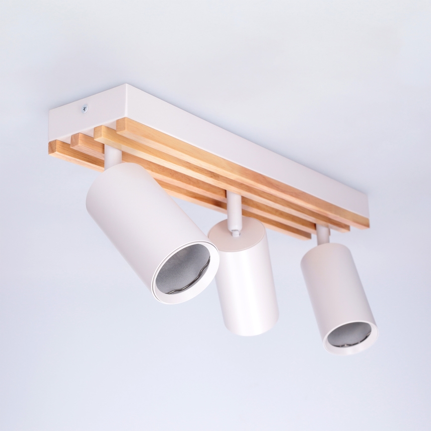 Brilagi - Loftspot SELE WOOD ACOUSTIC 3xGU10/30W/230V hvid/træ