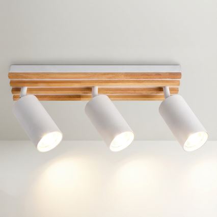 Brilagi - Loftspot SELE WOOD ACOUSTIC 3xGU10/30W/230V hvid/træ