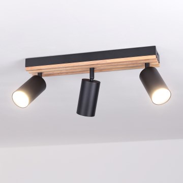 Brilagi - Loftspot SELE WOOD ACOUSTIC 3xGU10/30W/230V sort/træ