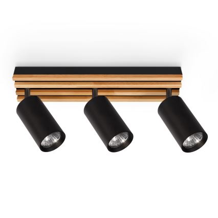 Brilagi - Loftspot SELE WOOD ACOUSTIC 3xGU10/30W/230V sort/træ