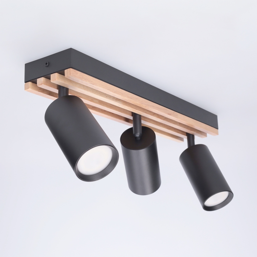 Brilagi - Loftspot SELE WOOD ACOUSTIC 3xGU10/30W/230V sort/træ
