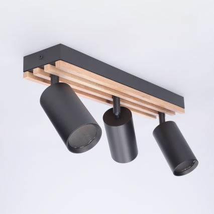 Brilagi - Loftspot SELE WOOD ACOUSTIC 3xGU10/30W/230V sort/træ