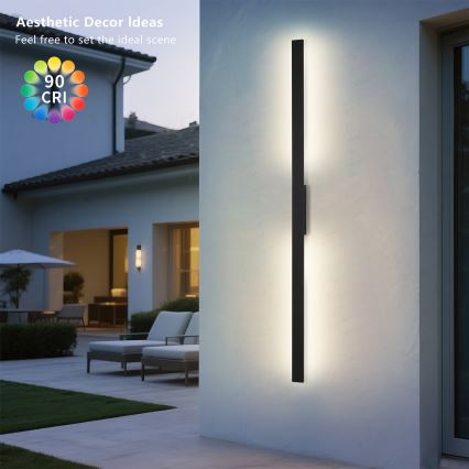 Brilagi - LUNA LED udendørs væglampe, 30W, 230V, 3000K, IP65, 150 cm, sort, CRI 90