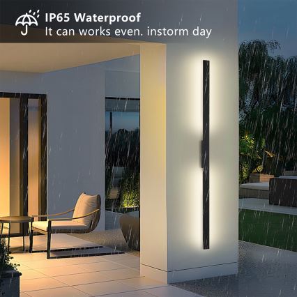 Brilagi - LUNA LED udendørs væglampe, 30W, 230V, 3000K, IP65, 150 cm, sort, CRI 90