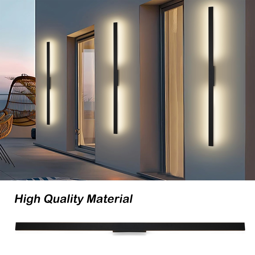 Brilagi - LUNA LED udendørs væglampe, 30W, 230V, 3000K, IP65, 150 cm, sort, CRI 90