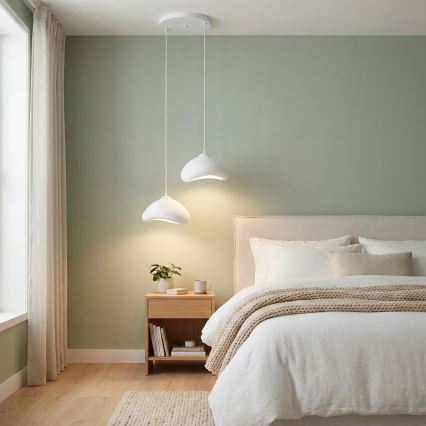 Brilagi - LUNA pendel på kabel 2xE27/40W/230V Ø 45 cm hvid