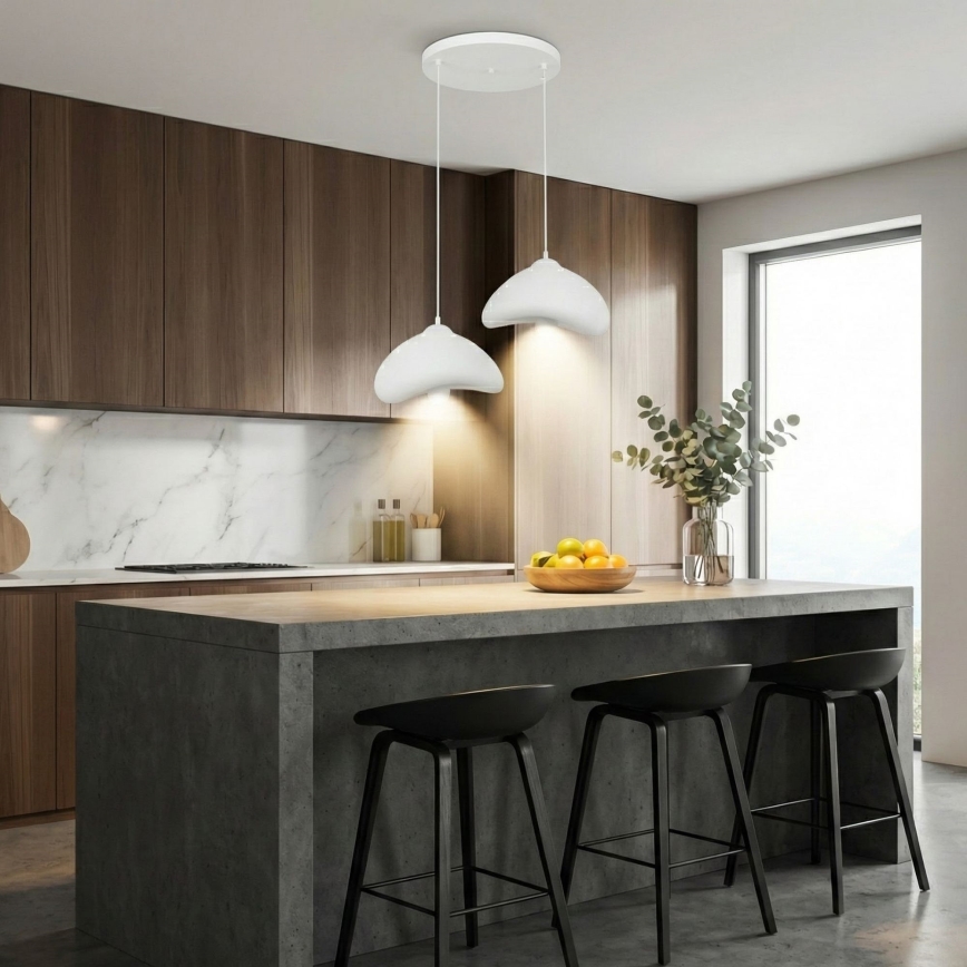 Brilagi - LUNA pendel på kabel 2xE27/40W/230V Ø 45 cm hvid