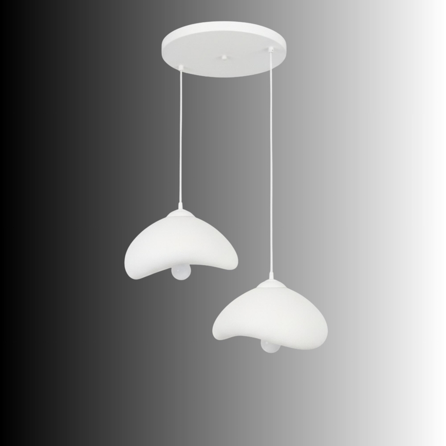 Brilagi - LUNA pendel på kabel 2xE27/40W/230V Ø 45 cm hvid