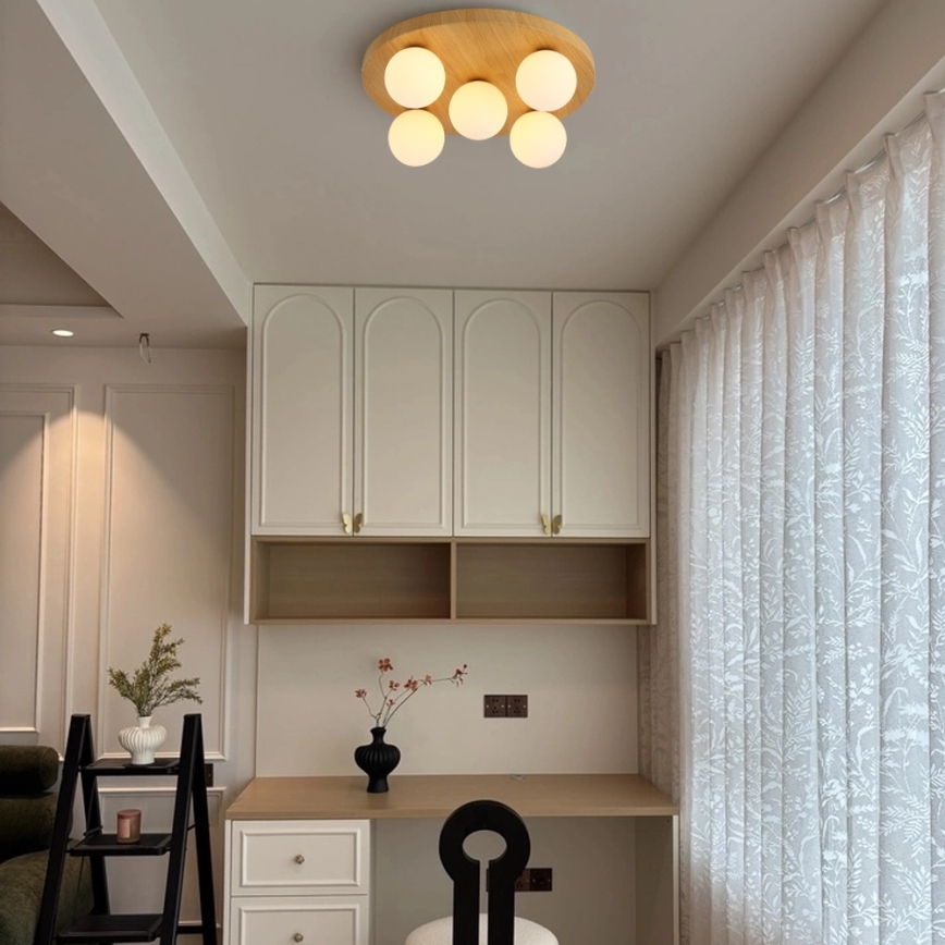 Brilagi - LUND WOOD loftlampe 5xG9/9W/230V Ø 40 cm, gummitræ