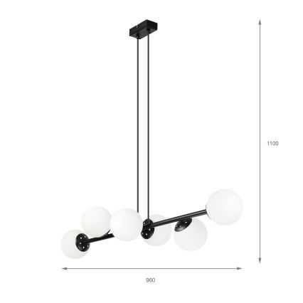 Brilagi - Lysekrone med kabel MALONY 6xE14/20W/230V sort