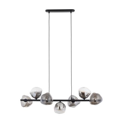 Brilagi - Lysekrone med kabelophæng VULCANO 7xG9/8W/230V sort/røget sort