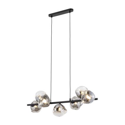Brilagi - Lysekrone med kabelophæng VULCANO 7xG9/8W/230V sort/røget sort