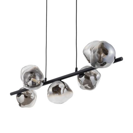 Brilagi - Lysekrone med kabelophæng VULCANO 7xG9/8W/230V sort/røget sort