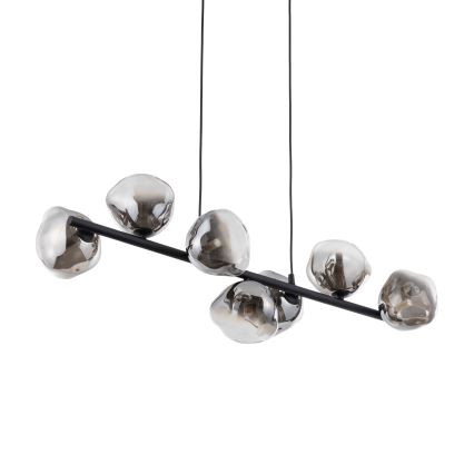 Brilagi - Lysekrone med kabelophæng VULCANO 7xG9/8W/230V sort/røget sort