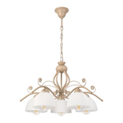 Brilagi - Lysekrone med kæde ANTICO MODERN 5xE27/60W/230V beige