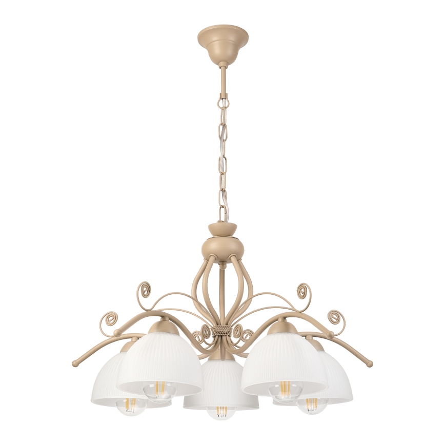 Brilagi - Lysekrone med kæde ANTICO MODERN 5xE27/60W/230V beige