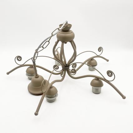 Brilagi - Lysekrone med kæde ANTICO MODERN 5xE27/60W/230V beige