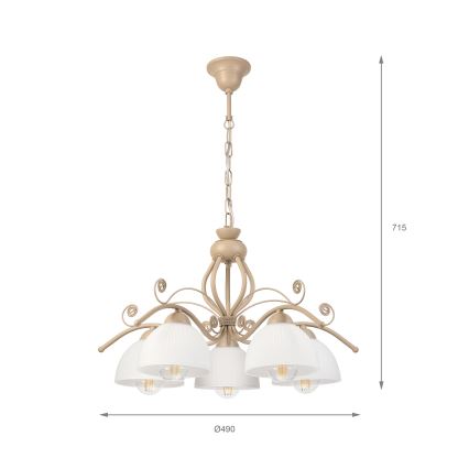 Brilagi - Lysekrone med kæde ANTICO MODERN 5xE27/60W/230V beige