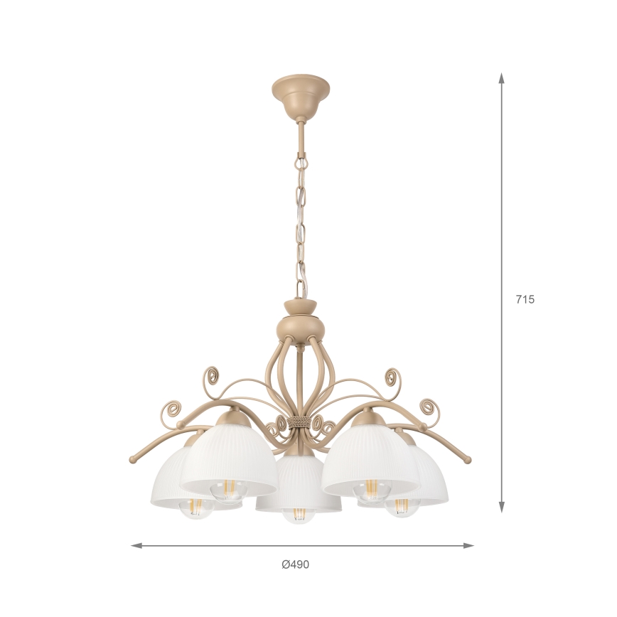 Brilagi - Lysekrone med kæde ANTICO MODERN 5xE27/60W/230V beige