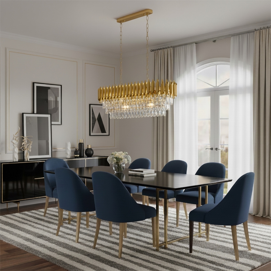 Brilagi - Lysekrone med kæde ECLIPSE 10xE14/10W/230V 78x28 cm guld