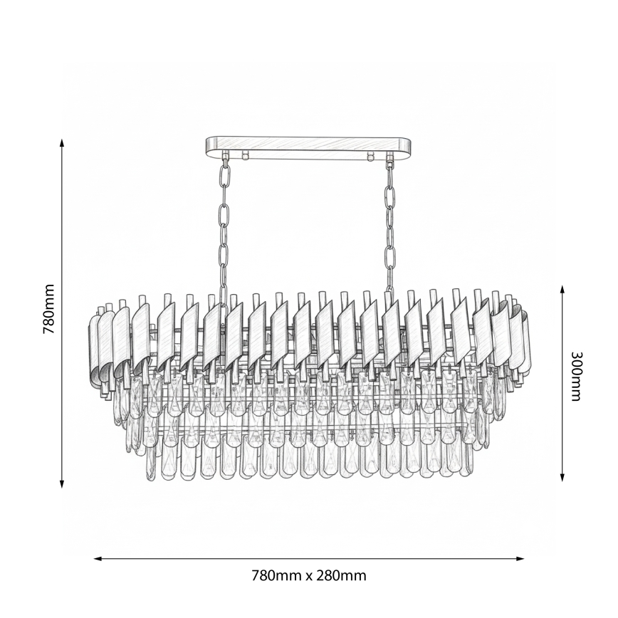 Brilagi - Lysekrone med kæde ECLIPSE 10xE14/10W/230V 78x28 cm guld