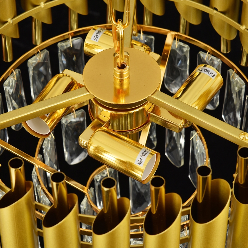 Brilagi - Lysekrone med kæde ECLIPSE 5xE14/10W/230V Ø 38 cm guldfarvet