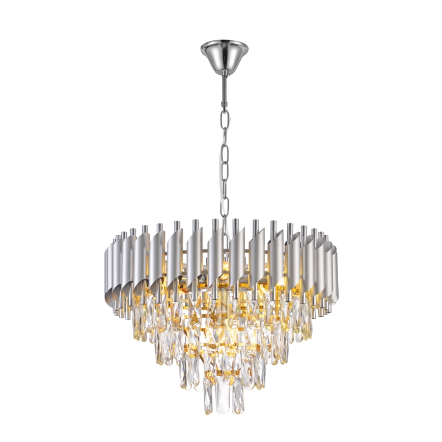 Brilagi - Lysekrone med kæde ECLIPSE 7xE14/10W/230V Ø 48 cm sølv