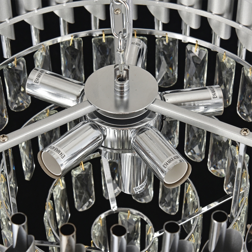 Brilagi - Lysekrone med kæde ECLIPSE 7xE14/10W/230V Ø 48 cm sølv