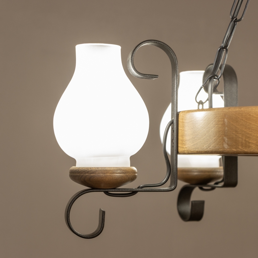 Brilagi - Lysekrone med kæde ROATA 5xE14/40W/230V Ø 50 cm bøg/valnød