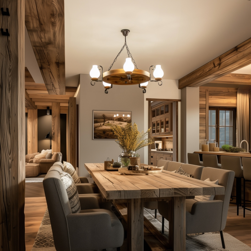 Brilagi - Lysekrone med kæde ROATA 5xE14/40W/230V Ø 70 cm bøg