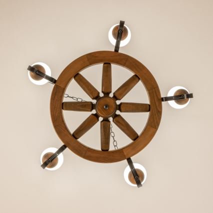 Brilagi - Lysekrone med kæde ROATA 5xE14/40W/230V Ø 70 cm bøg