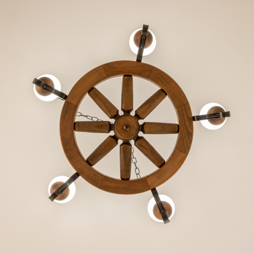 Brilagi - Lysekrone med kæde ROATA 5xE14/40W/230V Ø 70 cm bøg