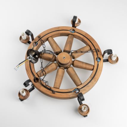 Brilagi - Lysekrone med kæde ROATA 5xE14/40W/230V Ø 70 cm bøg