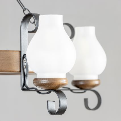 Brilagi - Lysekrone med kæde ROATA 5xE14/40W/230V Ø 70 cm bøg/valnød