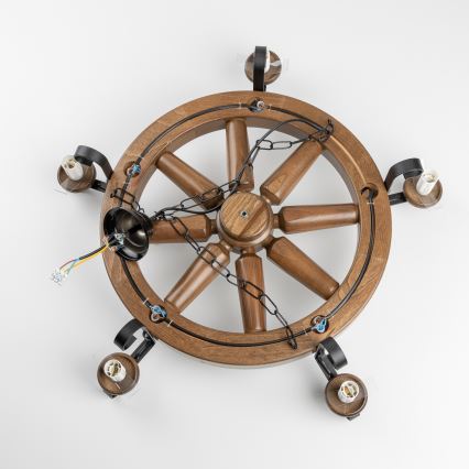 Brilagi - Lysekrone med kæde ROATA 5xE14/40W/230V Ø 70 cm bøg/valnød