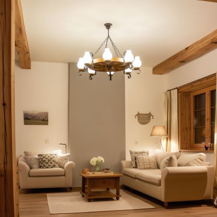 Brilagi - Lysekrone med kæde ROATA 8xE14/40W/230V diameter 70 cm bøg