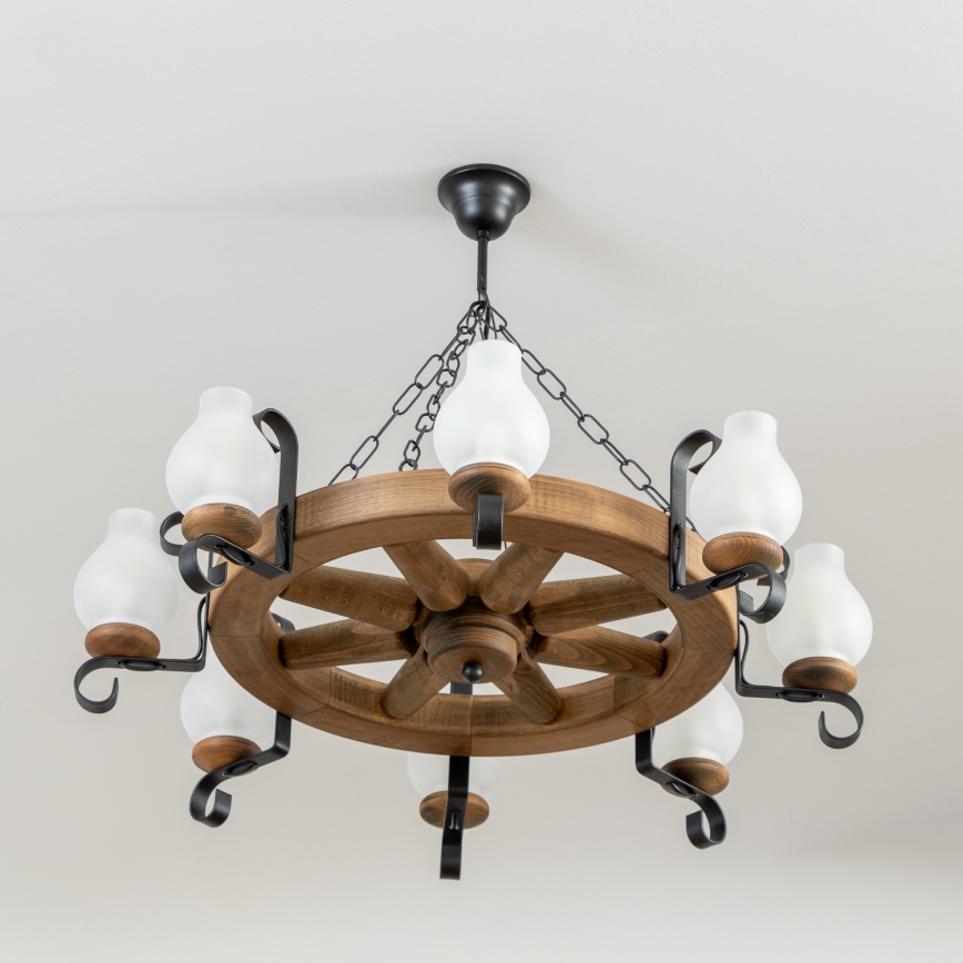 Brilagi - Lysekrone med kæde ROATA 8xE14/40W/230V diameter 70 cm bøg