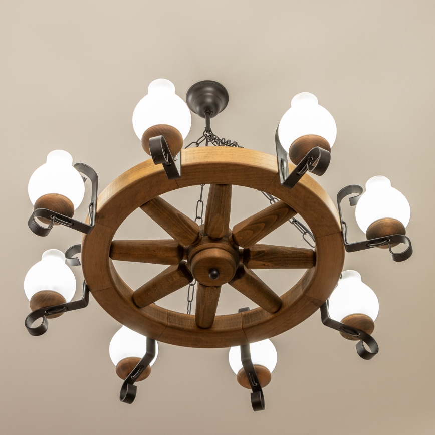 Brilagi - Lysekrone med kæde ROATA 8xE14/40W/230V diameter 70 cm bøg