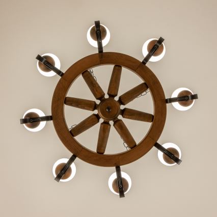 Brilagi - Lysekrone med kæde ROATA 8xE14/40W/230V diameter 70 cm bøg