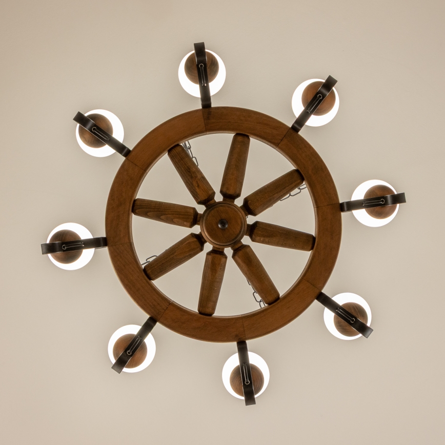 Brilagi - Lysekrone med kæde ROATA 8xE14/40W/230V diameter 70 cm bøg